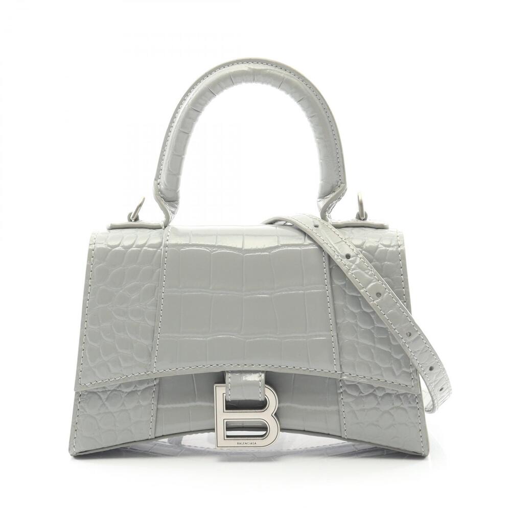 Balenciaga Hourglass Handbag Leather Gray